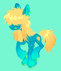 Size: 1744x2048 | Tagged: safe, artist:webkinzworldz, imported from derpibooru, oc, oc only, unnamed oc, earth pony, pony, earth pony oc, g5, green background, hair over eyes, simple background, solo