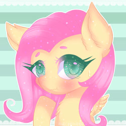 Size: 500x500 | Tagged: safe, artist:halcyondrop, imported from derpibooru, fluttershy, pegasus, pony, bust, cute, female, looking at you, mare, portrait, shyabetes, solo, spread wings, wings