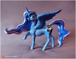 Size: 2020x1583 | Tagged: safe, artist:alexcroft1991, imported from derpibooru, princess luna, alicorn, pony, body art, commissioner:shaddar, craft, female, figurine, freckles, lidded eyes, mare, solo, spread wings, wings