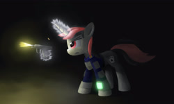 Size: 5000x3000 | Tagged: safe, artist:sheeppony, imported from derpibooru, oc, oc only, oc:blackjack, pony, unicorn, fallout equestria, fallout equestria: project horizons, fanfic art, gun, solo, weapon