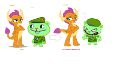 Size: 10408x5568 | Tagged: safe, artist:gieua the griffon, imported from derpibooru, smolder, bear, dragon, fliplder, flippy, fliqpy, happy tree friends, looking at you, male, shipping