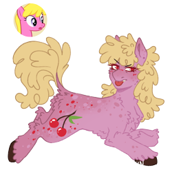 Size: 1000x1000 | Tagged: safe, artist:kazmuun, imported from derpibooru, cherry berry, pony, lying down, prone, simple background, solo, transparent background