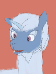 Size: 2048x2732 | Tagged: safe, anonymous artist, derpibooru exclusive, imported from derpibooru, alpaca, unicorn, alpacafied, alphabittle blossomforth, colored sketch, confused, g5, male, open mouth, red background, simple background, sketch, solo, species swap, wip