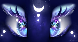 Size: 686x372 | Tagged: safe, artist:xkittyblue, imported from derpibooru, princess luna, alicorn, pony, close-up, eye, eyes, female, mare, signature, solo