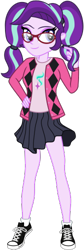 Size: 168x500 | Tagged: safe, artist:emeraldblast63, imported from derpibooru, starlight glimmer, equestria girls, clothes, converse, female, glasses, jacket, makeup, pigtails, shirt, shoes, simple background, skirt, sneakers, socks, solo, transparent background