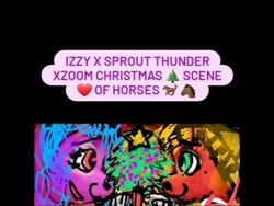 Size: 480x360 | Tagged: safe, artist:sslpproductions, imported from derpibooru, izzy moonbow, sprout cloverleaf, earth pony, pony, unicorn, christmas, duo, female, g5, holiday, male, mare, shipping, shipping fuel, stallion, stars, straight, text, tiktok, traditional art