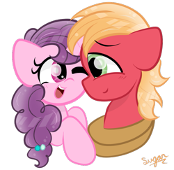 Size: 759x737 | Tagged: safe, artist:sugarcloud12, imported from derpibooru, big macintosh, sugar belle, pony, female, male, shipping, simple background, straight, sugarmac, transparent background