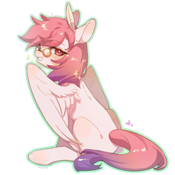 Size: 1000x1000 | Tagged: safe, artist:iya, imported from derpibooru, oc, oc only, oc:芳棠, pegasus, pony, bookmark, cute, feather, glasses, mascot, pegasus oc, simple background, solo, white background, wings