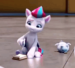 Size: 468x426 | Tagged: safe, edit, edited screencap, imported from derpibooru, screencap, zipp storm, dog, pegasus, spoiler:g5, spoiler:my little pony: make your mark, spoiler:my little pony: make your mark chapter 5, spoiler:mymc05e01, adorazipp, animated, cloudbetes, cloudpuff, cropped, cute, cutie blossom bash, eating, eraser, female, filly, filly zipp storm, foal, g5, i watch it for the ears, my little pony: make your mark, my little pony: make your mark chapter 5, notepad, pencil, puppy, puppy cloudpuff, weapons-grade cute, young, younger, zoomed in
