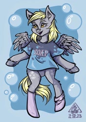 Size: 901x1280 | Tagged: safe, artist:gigisarts, imported from derpibooru, derpy hooves, pegasus, pony, clothes, cute, derp, digital art, gray body, procreate app, socks, yellow eyes