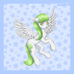 Size: 2250x2250 | Tagged: safe, artist:ingolf arts, imported from derpibooru, pegasus, pony, chest fluff, cute, ear fluff, female, floppy ears, high res, linux, linux mint, mare, ponified, smiling, solo, wings