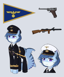 Size: 3232x3872 | Tagged: safe, imported from derpibooru, oc, oc:v.piper, original species, shark, shark pony, clothes, germany, kriegsmarine, navy, uniform, world war ii