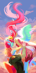 Size: 2209x4500 | Tagged: safe, artist:teaflower300, imported from derpibooru, oc, oc only, anthro, pegasus, duo, pegasus oc, wings