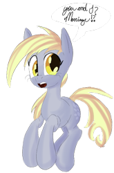 Size: 503x760 | Tagged: safe, artist:norre, derpy hooves, pegasus, marriage proposal, simple background, solo, speech bubble, text, transparent background