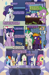 Size: 1920x2948 | Tagged: safe, artist:alexdti, imported from derpibooru, applejack, fluttershy, pinkie pie, rainbow dash, rarity, spike, starlight glimmer, twilight sparkle, oc, oc:brainstorm (alexdti), oc:purple creativity, oc:star logic, alicorn, dragon, pegasus, pony, unicorn, comic:quest for friendship retold, cutie map, grammar error, mane six, twilight sparkle (alicorn), twilight's castle, winged spike, wings