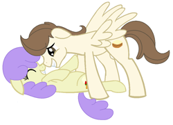 Size: 962x694 | Tagged: safe, artist:obriannakenobi, imported from derpibooru, cream puff, pound cake, earth pony, pegasus, pony, base used, duo, duo male and female, eyes closed, female, male, mare, older, older cream puff, older pound cake, poundpuff, shipping, simple background, stallion, straight, white background