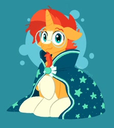 Size: 1826x2048 | Tagged: safe, artist:sodapoptisms, imported from derpibooru, sunburst, pony, unicorn, :3, coat markings, cute, glasses, looking at you, sitting, smiling, socks (coat markings), solo, sunbetes