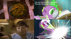 Size: 751x409 | Tagged: safe, edit, imported from derpibooru, spike, power ponies (episode), alan parish, comparison, jumanji