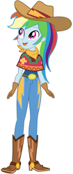 Size: 449x1073 | Tagged: safe, artist:ajosterio, imported from derpibooru, rainbow dash, equestria girls, belt, boots, clothes, cowboy boots, cowboy hat, denim, gloves, hat, jeans, pants, scarf, shirt, shoes, simple background, solo, transparent background
