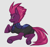 Size: 778x730 | Tagged: safe, artist:shydale, tempest shadow, pony, unicorn, broken horn, clothes, female, gray background, horn, lidded eyes, looking at you, looking back, looking back at you, mare, prone, simple background, solo, stupid sexy tempest shadow, underhoof