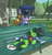 Size: 524x546 | Tagged: safe, artist:plunger, imported from twibooru, copper top, oc, oc:anonfilly, earth pony, pony, /mlp/, 4chan, 4chan cup scarf, bench, bottle, drawthread, female, filly, giddy up, hat, image, mare, meme, png, police, ponified meme, ponified photo, sleeping