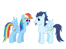 Size: 749x562 | Tagged: safe, artist:dreamy-tommy, imported from derpibooru, rainbow dash, soarin', pegasus, pony, female, male, mare, shipping, simple background, soarindash, stallion, straight, transparent background, vector