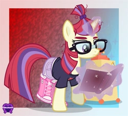 Size: 2213x2000 | Tagged: safe, artist:cyberapple456, moondancer, pony, book, female, glasses, mare