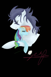 Size: 726x1101 | Tagged: safe, artist:gallop-free, imported from derpibooru, rainbow dash, soarin', pegasus, pony, black background, female, male, mare, shipping, simple background, soarindash, stallion, straight