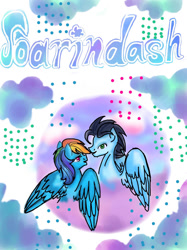 Size: 750x1001 | Tagged: safe, artist:aqua-agnie, imported from derpibooru, rainbow dash, soarin', pegasus, pony, female, male, mare, shipping, soarindash, stallion, straight