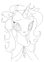 Size: 500x699 | Tagged: safe, artist:spaceboycelebration, imported from derpibooru, trixie, pony, unicorn, black and white, grayscale, monochrome, solo, swirly eyes