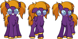 Size: 1920x968 | Tagged: safe, artist:alexdti, imported from derpibooru, oc, oc only, oc:purple creativity, pegasus, alternate hairstyle, braces, chest fluff, floppy ears, glasses, simple background, solo, transparent background