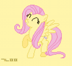 Size: 600x550 | Tagged: safe, artist:gonicfanfic, imported from derpibooru, fluttershy, animated, cute, gif, pixel art, simple background, yellow background
