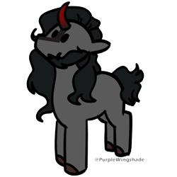 Size: 3000x3000 | Tagged: safe, artist:purple wingshade, imported from derpibooru, king sombra, pony, unicorn, beard, black mane, cute, facial hair, facial markings, gray coat, horn, red horn, small, solo