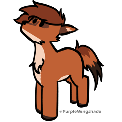 Size: 3000x3000 | Tagged: safe, artist:purple wingshade, imported from derpibooru, oc, oc:bennet, fox, fox pony, hybrid, chest fluff, cute, facial markings, orange fur, small, solo