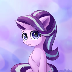 Size: 2000x2000 | Tagged: safe, artist:emeraldgalaxy, imported from derpibooru, starlight glimmer, pony, unicorn, cheek fluff, cute, ear fluff, eyebrows, female, g4, glimmerbetes, high res, horn, looking at you, mare, signature, smiling, smiling at you, solo