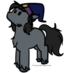 Size: 3000x3000 | Tagged: safe, artist:purple wingshade, imported from derpibooru, oc, oc:fallen shadow, earth pony, pony, black mane, chest fluff, clothes, gray mane, hat, socks, solo, wizard hat