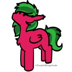 Size: 3000x3000 | Tagged: safe, artist:purple wingshade, imported from derpibooru, oc, oc:melon specter, pegasus, pony, cute, green mane, red coat, small, solo