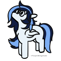 Size: 3000x3000 | Tagged: safe, artist:purple wingshade, imported from derpibooru, oc, oc:misty days, pegasus, pony, blue mane, cute, glasses, small, solo, white coat