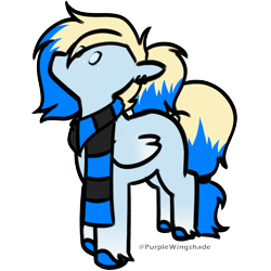 Size: 3000x3000 | Tagged: safe, artist:purple wingshade, imported from derpibooru, oc, oc:azure opus, pegasus, pony, blue coat, clothes, dyed mane, scarf, solo, striped scarf, yellow mane