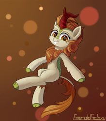 Size: 2800x3200 | Tagged: safe, artist:emeraldgalaxy, imported from derpibooru, autumn blaze, kirin, awwtumn blaze, cloven hooves, cute, eyebrows, female, g4, grin, high res, horn, kirinbetes, looking at you, signature, smiling, smiling at you, solo, unshorn fetlocks