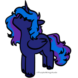 Size: 3000x3000 | Tagged: safe, imported from derpibooru, oc, oc:saphire spark, alicorn, pony, blue coat, blue mane, dyed mane, small cute, solo