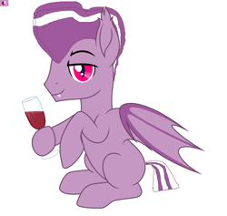 Size: 3025x2867 | Tagged: safe, artist:magicfailroad, imported from derpibooru, oc, oc only, oc:date palm, bat pony, pony, base used, fangs, glass, male, sitting, solo, wine glass