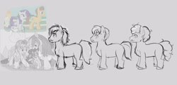 Size: 3801x1836 | Tagged: safe, artist:a0iisa, artist:marbo, caramel, opalescence, rarity, oc, oc:ice elation, oc:the abominable snowmare, cat, earth pony, fish, pony, unicorn, female, horn, male, mare, size comparison, stallion, yakutian horse