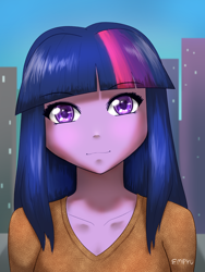 Size: 900x1200 | Tagged: safe, artist:empyu, imported from derpibooru, twilight sparkle, equestria girls, bust, looking at you, portrait