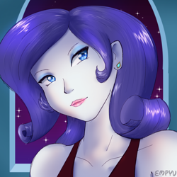 Size: 1200x1200 | Tagged: safe, artist:empyu, imported from derpibooru, rarity, equestria girls, bust, looking at you, portrait