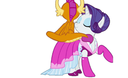 Size: 800x490 | Tagged: safe, artist:cloudy glow, artist:memnoch, edit, imported from derpibooru, rarity, smolder, dragon, unicorn, alternate universe, assistant, assistant smolder, bisexuality, butt, nuzzling, polyamory, simple background, sitting on, sitting on person, sitting on pony, transparent background