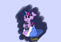 Size: 2360x1640 | Tagged: safe, artist:rayelli, imported from derpibooru, twilight sparkle, pony, unicorn, book, cute, simple background, sitting, solo