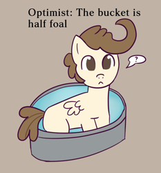 Size: 700x750 | Tagged: safe, artist:wanda, imported from derpibooru, pound cake, pegasus, pony, bathtub, beige background, colt, foal, male, solo, speech bubble, text