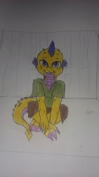 Size: 1836x3264 | Tagged: safe, imported from derpibooru, oc, oc:igneous, anthro, dragon, baby, baby dragon, clothes, cute, traditional art