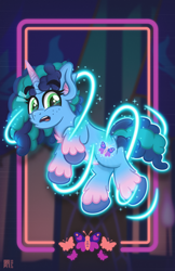 Size: 4400x6800 | Tagged: safe, artist:sol-r, imported from derpibooru, pony, unicorn, abstract background, absurd resolution, cutiespark, female, g5, magic, mare, missing the mark, misty brightdawn, my little pony: make your mark, my little pony: make your mark chapter 4, solo